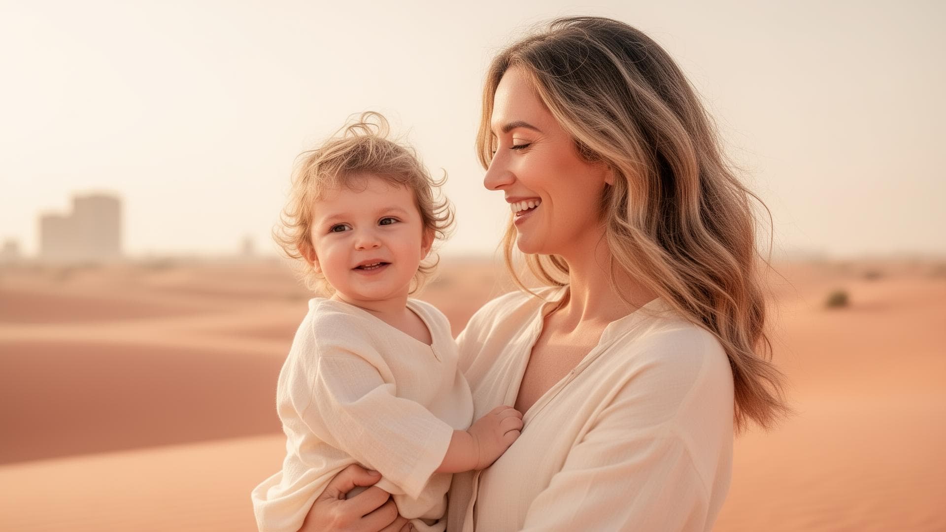 Happy mother and child in UAE